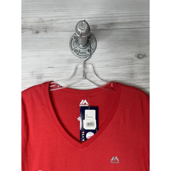 Boston Red Sox Shirt Womens Medium Red MLB Baseball V Neck Graphic Tee Top - Picture 2 of 11